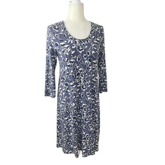 Garnet Hill Seamed Knit Trapeze Dress Nightshadow Floral Small Travel Vacation - Picture 6 of 15